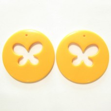 50mm Acrylic Pandant Butterfly Yellow, 2gab.
