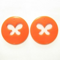 50mm Acrylic Pandant Butterfly Orange, 2gab.