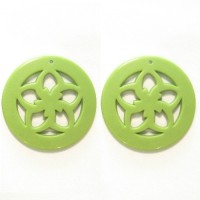 50mm Acrylic Pandant Flower Green, 2gab.